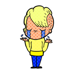 cartoon crying girl