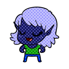 happy cartoon elf girl