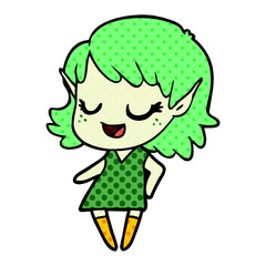 happy cartoon elf girl