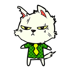 tough cartoon cat in shirt and tie