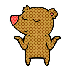 happy cartoon bear shrugging shoulders