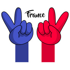 Victory hands. National flag of France