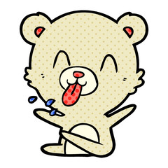 rude cartoon polar bear sticking out tongue