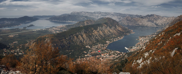 View of  Kotor cove Autumn photo from Montenegro