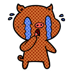 crying pig cartoon