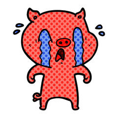 crying pig cartoon