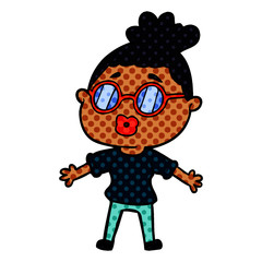 cartoon woman wearing spectacles