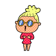 cartoon woman wearing spectacles