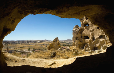 View from the cave in the mountain in Chavushin.