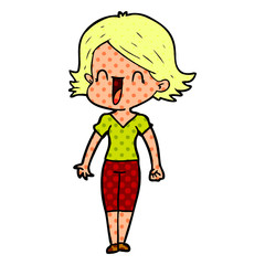 cartoon happy woman