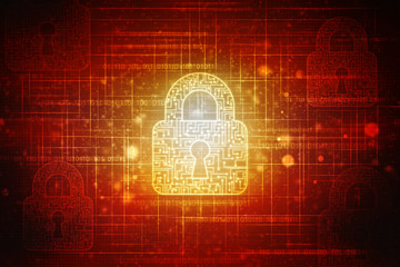 2d illustration Safety concept: Closed Padlock on digital background