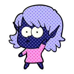 cartoon elf girl waving