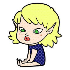 pretty cartoon elf girl