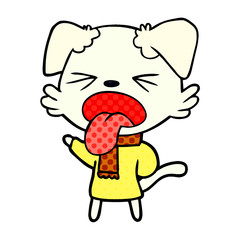 cartoon dog wearing scarf and pullover