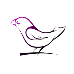 A bird on a branch, lines. vector illustration