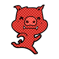 angry cartoon pig charging