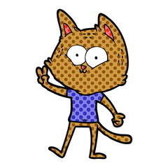 cartoon cat giving peace sign