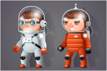 Astronaut Cosmonaut Spaceman Space Sci-fi Icons Cartoon RPG Game 3d Design Vector Illustration