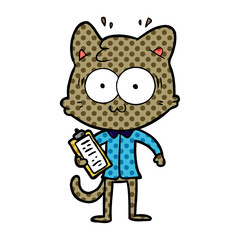 cartoon surprised office worker cat