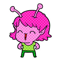 cartoon alien girl laughing