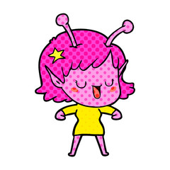 happy alien girl cartoon