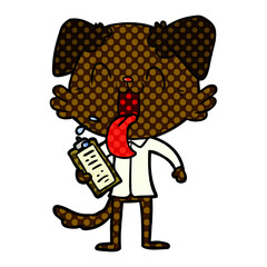 cartoon panting dog with clipboard