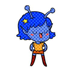 happy alien girl cartoon