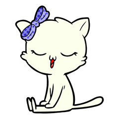 cartoon cat with bow on head