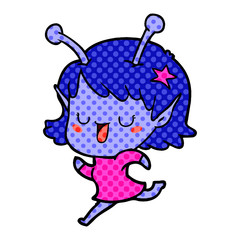 happy alien girl cartoon