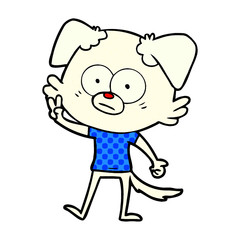 nervous dog in t shirt
