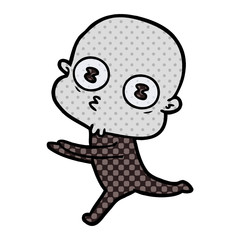 cartoon weird bald spaceman running