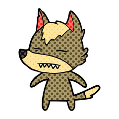 cartoon wolf showing teeth