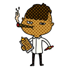 cartoon salesman smoking
