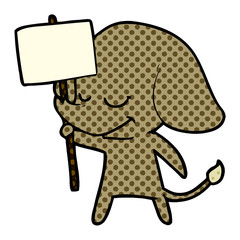 cartoon smiling elephant with placard
