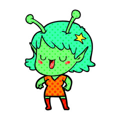 happy alien girl cartoon laughing