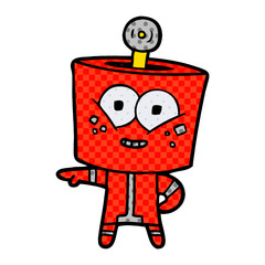 happy cartoon robot pointing