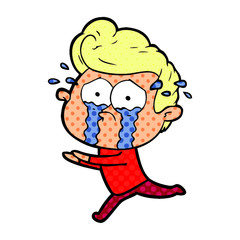 Obraz premium cartoon crying man running
