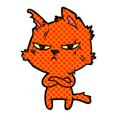 tough cartoon cat folding arms