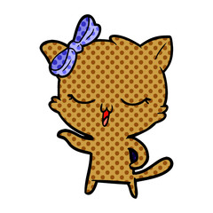 cartoon cat with bow on head