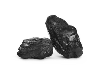 Obraz premium Coal pile isolated on white background