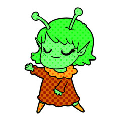 smiling alien girl cartoon