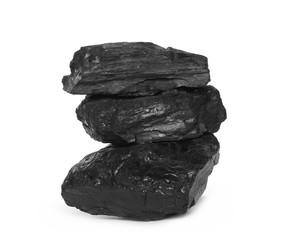 Fototapeta premium Coal pile isolated on white background