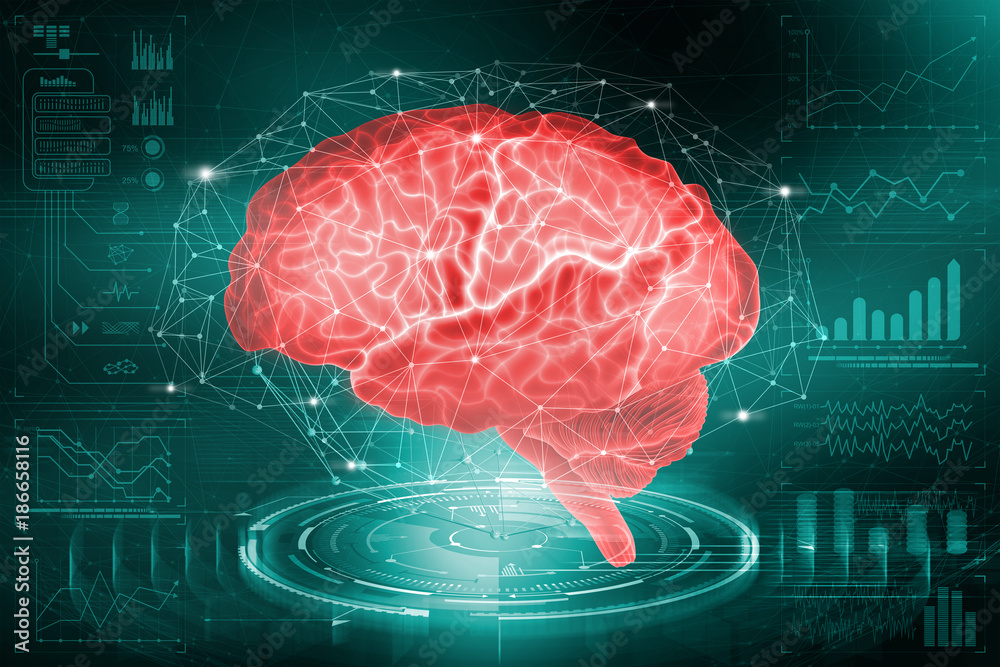 Leinwandbilder the human brain. the study of the possibilities of the brain in the development of artificial intell