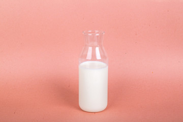 Single Milk in Bottle on Light Background