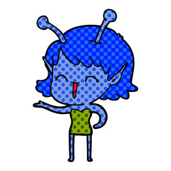 cartoon alien girl laughing