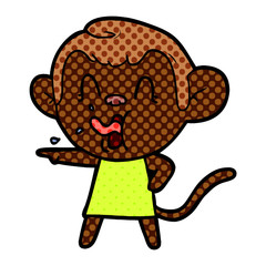 crazy cartoon monkey in dress pointing