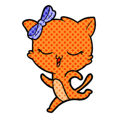 cartoon cat with bow on head