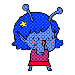 happy alien girl cartoon