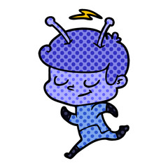 friendly cartoon spaceman running