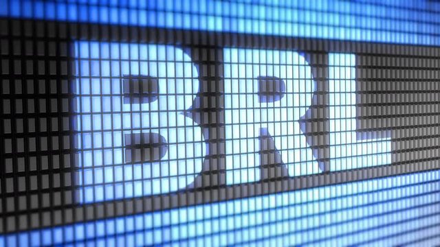 Brazilian real sign on the Screen. 4K Resolution. Encoder Prores 4444. Great Quality. Looping.